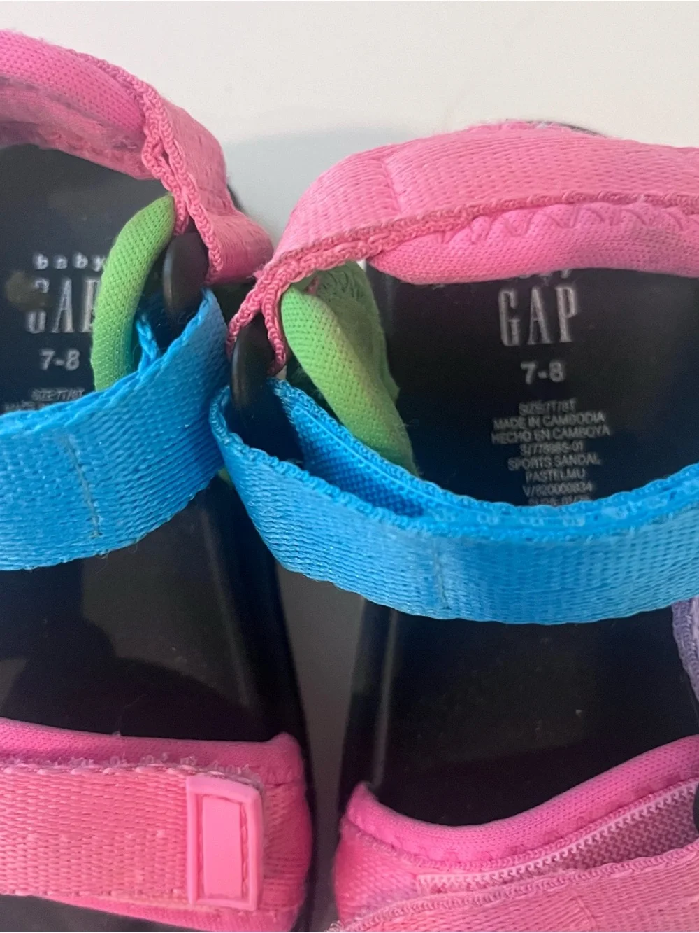 GAP Kids Colorblock Sport Sandals - Pink, Blue, Purple, Green 7-8
